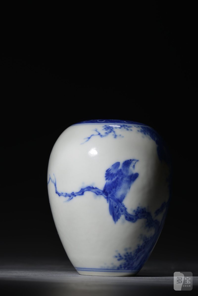 清光绪 青花花鸟纹水盂 - 图7